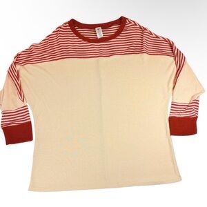 Sew In Love Cream and Red Striped Long Sleeve Tee